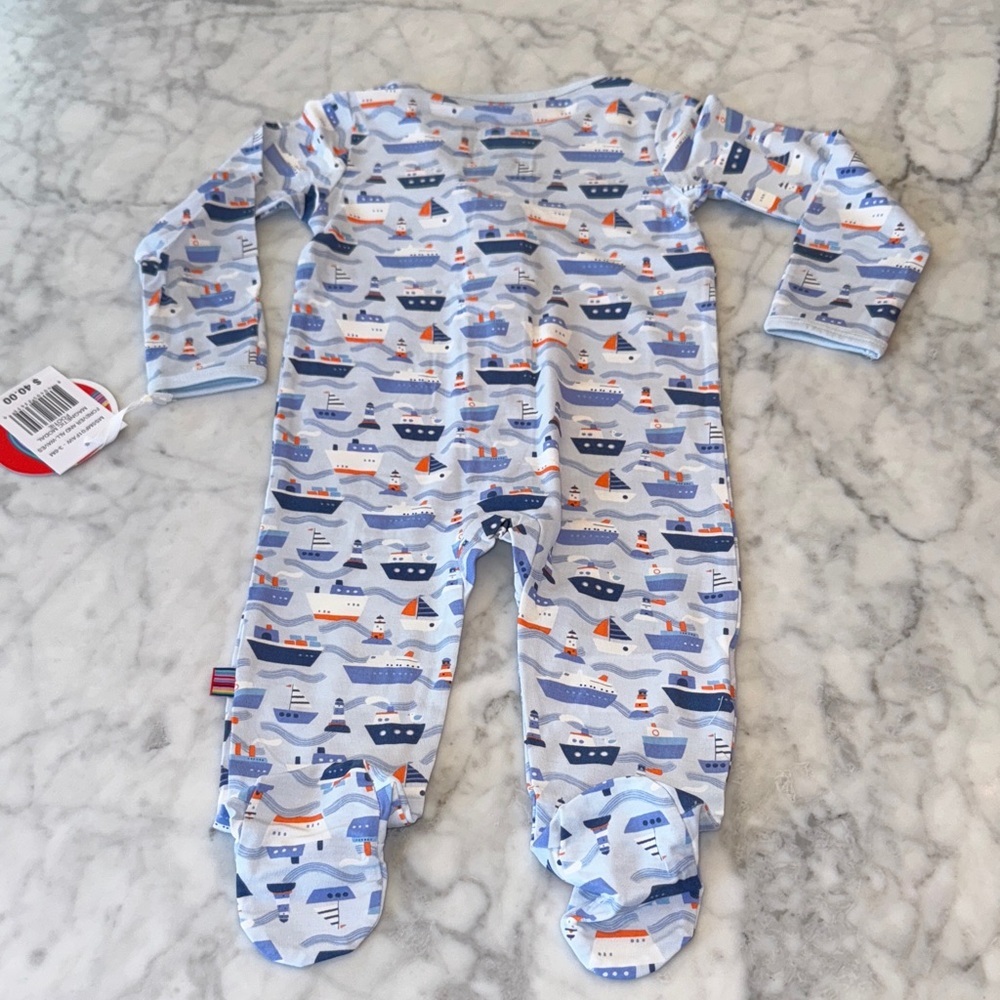 NWT MAGNETIC ME MODAL NAUTICAL FOOTIE 3/6M - Picture 3 of 3